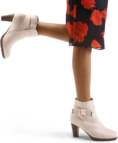 Vista 2 de mysoft Botines de mujer con cremallera y tacón grueso apilado Arco beige