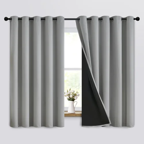 Vista 192 de Yakamok Cortinas negras, cortinas de ventana con aislamiento térmico y eficiencia energética para dormitorio, cortinas opacas completas y cortinas