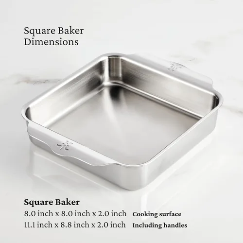 Vista 2 de Hestan Provisions OvenBond – Molde de hornear cuadrado de acero inoxidable de 8" x 8