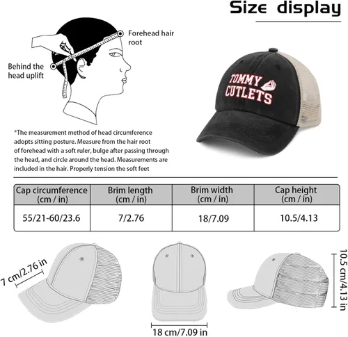 Vista 6 de Tommy Cutlets - Sombrero de camionero para mujer, divertido sombrero de malla para otoño