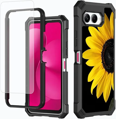 Vista 61 de Funda para T-Mobile Revvl 7 de 6.6 pulgadas con protector de pantalla, policarbonato duro de doble capa resistente y TPU suave a prueba de golpes