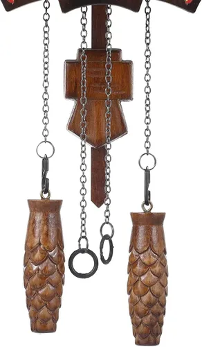 Vista 6 de Kintrot Reloj de cuco tradicional del bosque negro, reloj de pared de cuarzo de madera artesanal con 12 melodías