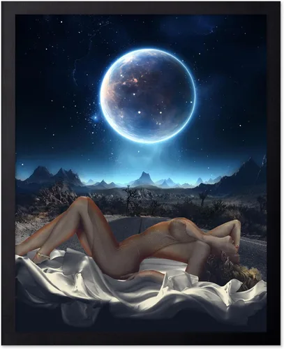 Vista 25 de Monem Art Póster de Alienígena - Impresión Retro de Chica Pin-Up - Arte de Nave Espacial - Arte de Collage - Arte OVNI - Arte Psicodélico - Arte