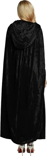 Vista 6 de Urban CoCo Capa unisex de terciopelo con capucha de longitud completa para fiesta de Halloween o cosplay