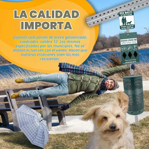 Vista 4 de ZERO WASTE USA - Estación de basura para perros a prueba de óxido con 2,400 bolsas, color verde