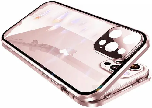 Vista 5 de Funda antiespía para iPhone 13, doble bloqueo de metal, protector de lente de cámara, protector de lente de cámara de cuerpo completo de 360° Oro