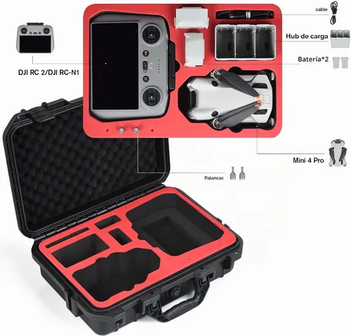 Vista 2 de UTEBIT Funda rígida para DJI Mini 3/Mini 4 Pro, carcasa rígida impermeable