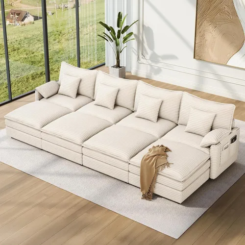 Vista 47 de Vesgantti Sofá modular de 108 pulgadas, cómodo sofá de nube con asiento profundo otomano movible, sofá modular en forma de L, sofás seccionales
