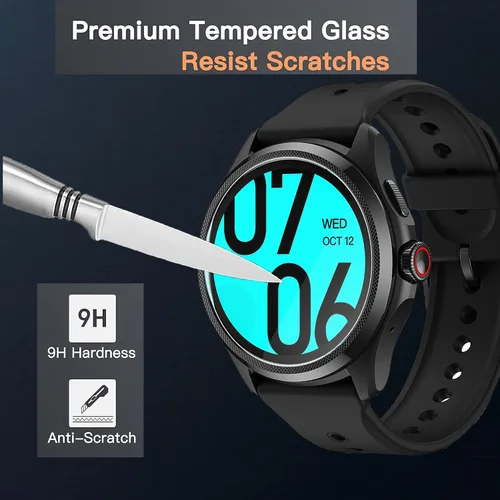 Vista 4 de Lamshaw Protector de pantalla compatible con Basznrty Smart Watch, [3 unidades] Película protectora de pantalla de vidrio templado 9H compatible