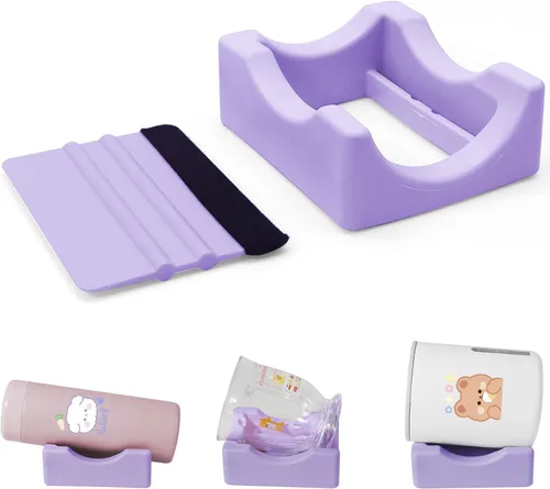 Vista 8 de Cuna de silicona para tazas con ranura incorporada, soporte antideslizante para vasos con escobilla de fieltro, uso para aplicar calcomanías UV DTF