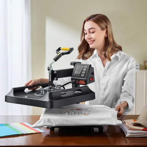 Vista 9 de VEVOR Máquina de prensa de calor 8 en 1 de 15 x 15 pulgadas, prensa de camisetas oscilante de 360°, transferencia de calor digital profesional por
