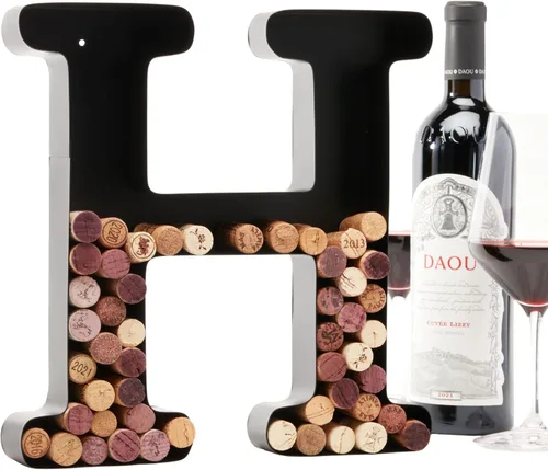 Vista 14 de Soporte de corcho con letra de vino (C) Arte decorativo de pared