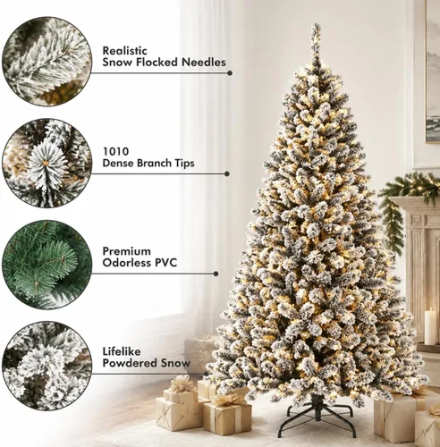 Vista 7 de Árbol de Navidad artificial preiluminado de 7.5 pies con 450 luces LED