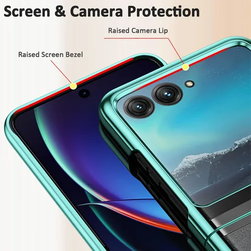 Vista 3 de Ninki Funda transparente para Motorola Razr Plus 2023, cubierta protectora ligera electrochapada, ultra delgada, color plateado