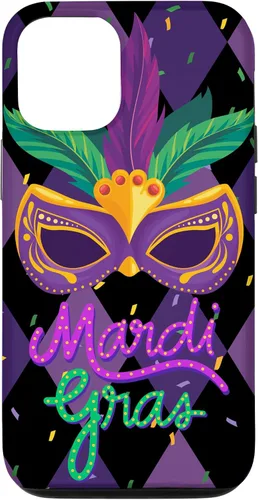 Vista 26 de Funda para iPhone 11 Pro Max Mardi Gras NOLA Festive Carnival Mask New Orleans Party Case
