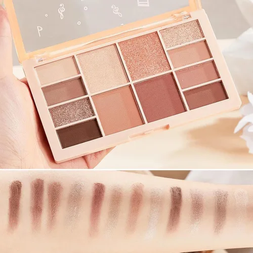 Vista 15 de Paleta de sombras de ojos de acabado múltiple, paleta de brillo metálico mate con polvo sedoso y suave, destello fino y duocromático, sombras 2#