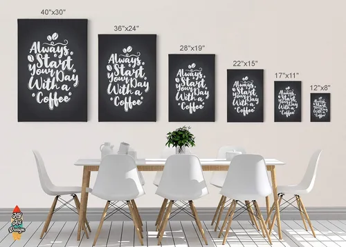 Vista 5 de HB Art Design Always Start Your Day With a Coffee Quote Canvas Print Wall Art Coffee Bar Decor Coffee Signs Kitchen Wall Decor Dining Room