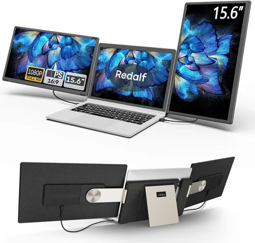 Vista 9 de Extensor de pantalla para laptop, monitor portátil FHD 1080P IPS de 14 pulgadas para laptop, ultrafino de 0.17 pulgadas y 1.3 libras, pantalla dual