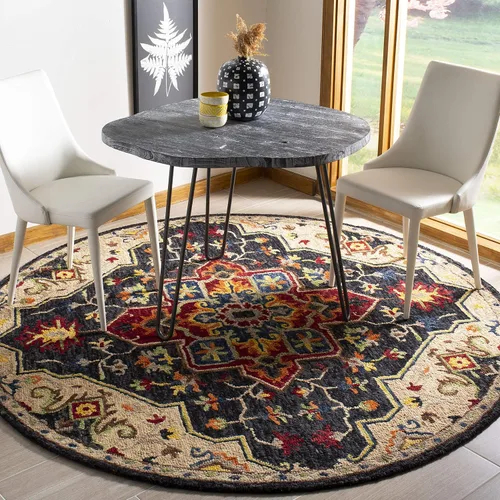 Vista 9 de SAFAVIEH Aspen Collection APN511H - Alfombra decorativa de lana bohemia hecha a mano de 2 x 3 pies, color carbón y crema