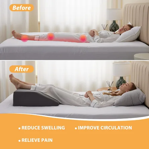 Vista 3 de Almohadas de elevación de piernas, almohadas de piernas para dormir, parte superior de espuma viscoelástica de gel refrescante, almohada de cuña