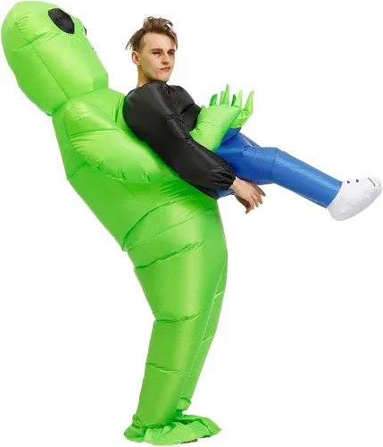 Vista 4 de Hacosoon Disfraz inflable de alienígena para adultos, disfraces inflables de Halloween para hombres y mujeres, disfraces divertidos