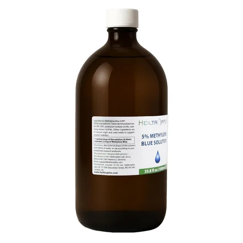 Vista 5 de Solución azul de metileno al 5%, 33.8 onzas líquidas, 33.8 fl oz, pureza ultra alta, ingredientes de grado farmacéutico USP, probados por terceros