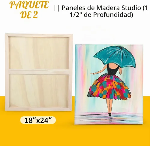 Vista 6 de Falling in Art Paquete de 2 paneles de lienzo de madera de abedul sin