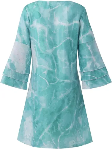 Vista 5 de TREBIN Minivestido de moda con cuello en V y mangas 34 para mujer