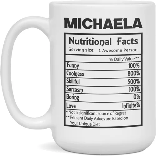 Vista 3 de Michaela nutricional facts definition Funny - Taza de café, 11 onzas, color blanco