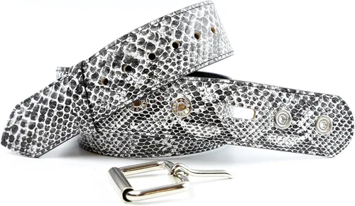 Vista 4 de Cinturón blanco Python serpiente resistente 1.75 "ancho desmontable hebilla hecha a mano EE.UU.