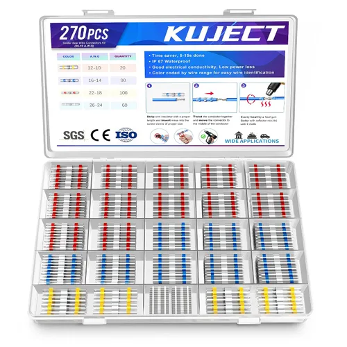 Vista 16 de Kuject Kit de Conectores de Cable de Sellado de Soldadura Termorretráctil 120 PCS, Conector de Tope Impermeable Terminales Eléctricos