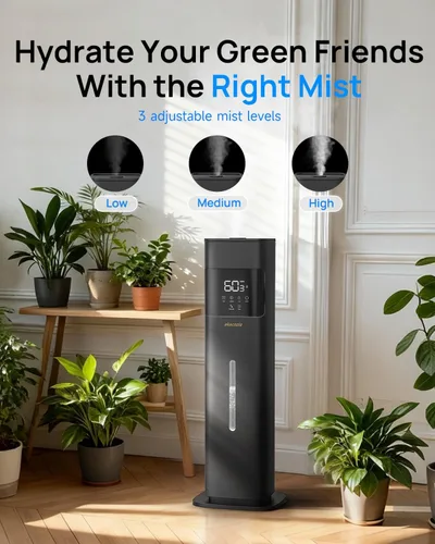 Vista 6 de Humidificadores para dormitorio, humidificador de habitación grande, color negro Warm & Cool Mist, 2.1Gal/8L, 500 sq ft Coverage, Run 48H, Auto