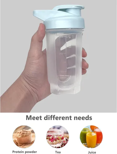 Vista 4 de Shaker Bottle Protein Shakes Cup y botella agitadora de 10 onzas/10.1 fl oz con bolas batidoras, juego de botellas de proteínas, plástico sin BPA