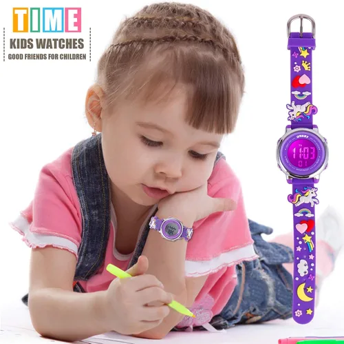 Vista 2 de USWAT Kids Watch 3D Cartoon Toddler Wrist Digital Watch Waterproof 7 Color Lights with Alarm Stopwatch for 3-10 Year Boys Girls Little Child
