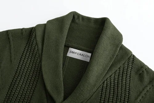 Vista 4 de SMIFCAALOR Suéter de punto trenzado para hombre ajuste holgado grueso cálido con botones