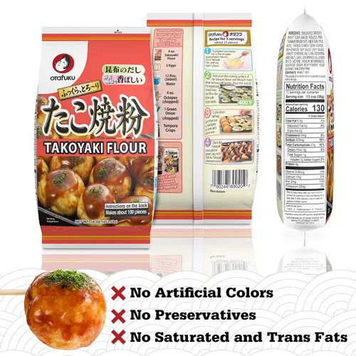 Vista 7 de Otafuku Harina Takoyaki para bolas de pulpo Takoyaki japonesas, 16 onzas (1 libra)