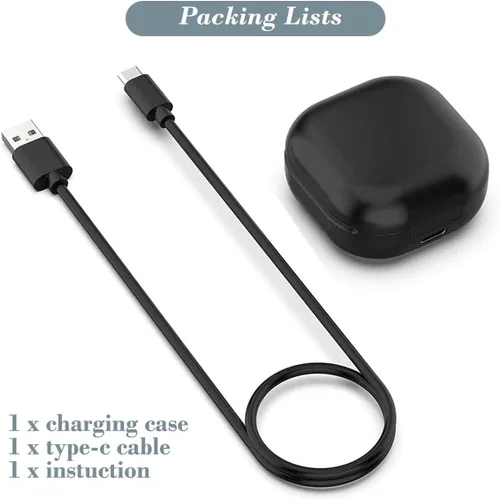 Vista 6 de Funda de carga para Galaxy Buds 2 SM-R177, funda de cargador de repuesto con cable USB C para auriculares Samsung Galaxy Buds 2