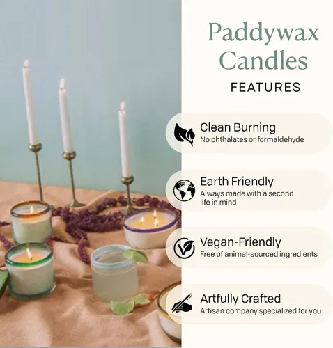 Vista 4 de Paddywax La Playa, Vela perfumada de agave azul salado en vidrio de burbujas soplado a mano reutilizable, vela de cera de soja con aproximadamente