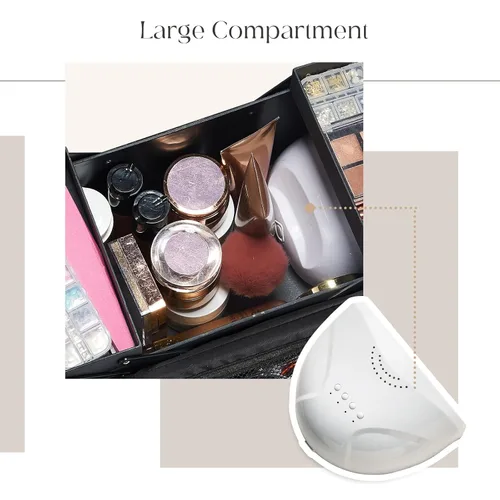 Vista 5 de Yueieoun Estuche de Maquillaje Grande para Tren, Organizador de Maquillaje, Caja de Maquillaje, Estuche Cosmético Suave de 4 Niveles para Maquillaje