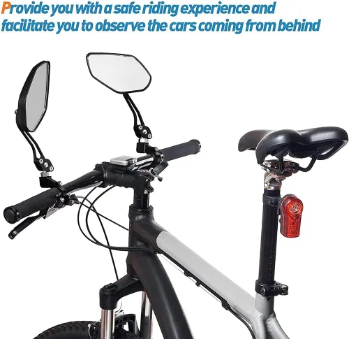 Vista 6 de Espejos de bicicleta para manillar, 2 piezas de seguridad HD espejo retrovisor para manillar, espejos ajustables para bicicleta, espejo retrovisor
