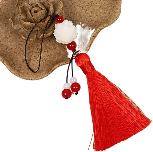 Vista 5 de WEISHA Llavero 1 pieza Bodhi Lotus Flower Tassel Pendant Mo Dao Zu Shi Wei WuXian Lanzhan, accesorios de cosplay, cordón trenzado hecho a mano