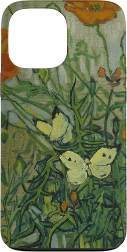 Vista 24 de Vincent Van Gogh - Carcasa para iPhone 17, diseño de mariposas y amapolas