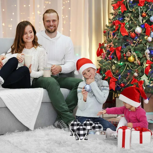 Vista 6 de Boao 24 piezas Bolsas de Navidad Bolsas de regalo con cordón de Navidad a cuadros de búfalo envoltura de regalo de algodón bolsa de dulces