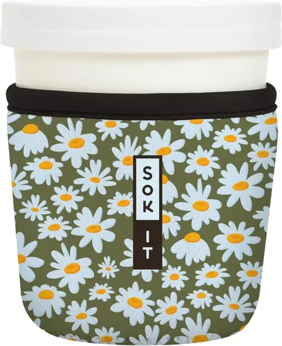Vista 43 de Sok It IceCreamSok - Funda de neopreno aislada (flores abstractas, pintas de helado cónicas)