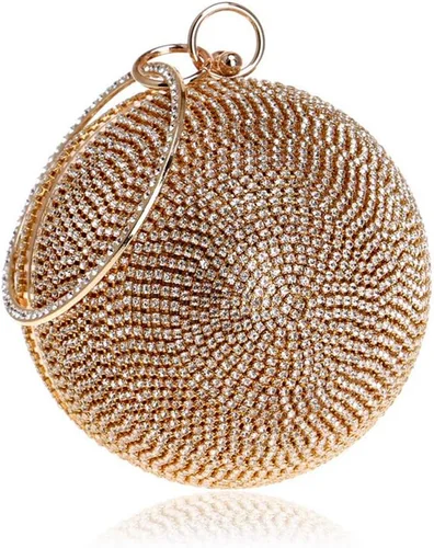 Vista 8 de Bolso de mano con forma de bola, bolso de fiesta, bolso de noche con mango de anillo de diamantes