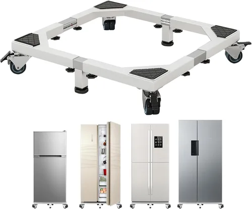 Vista 8 de Soporte móvil de acero resistente para nevera, base móvil con ruedas, soporte ajustable para lavadora, base multifuncional para muebles para nevera