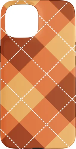 Vista 6 de Funda para iPhone 13 Pro, naranja, amarillo y marrón, a cuadros, otoño, calabazas