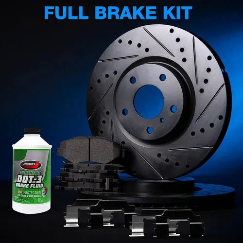 Vista 3 de Power Sport Frenos Traseros y Rotores Hardware Incluido Kit de Pastillas de Freno de Cerámica Traseras y Rotores Compatible con Hyundai