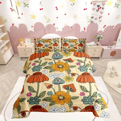 Vista 9 de Castle Fairy Juego de edredón de unicornio tamaño individual, reversible, lindo unicornio, arcoíris, caricatura, caballos, animales, para niños