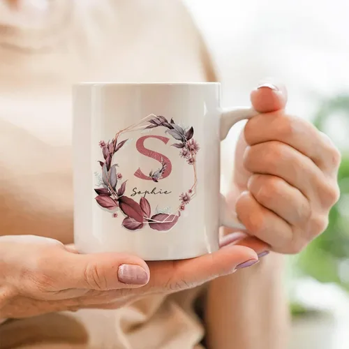 Vista 6 de Taza de café con nombre personalizado, regalo para mamá, esposa, novia, tazas personalizadas para mujeres con letra personalizada del alfabeto, taza